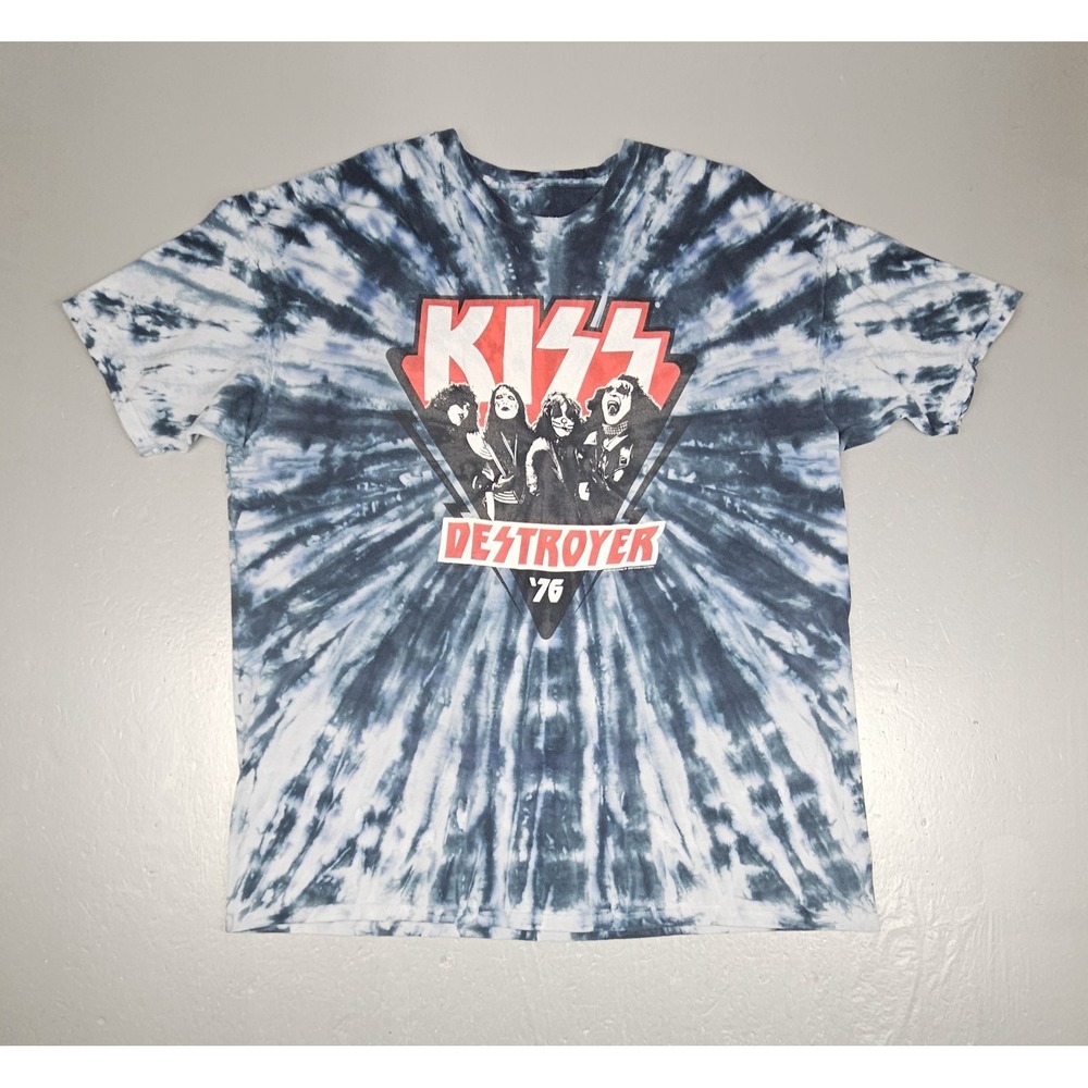 Liquid Blue KISS Destroyer '76 T-Shirt Mens 3XL Y2k  Tie‎ Dye Rock Band Tee